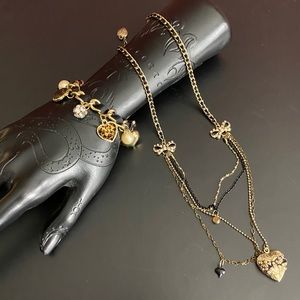 Betsey Johnson Heart Locket Necklace Bracelet Set